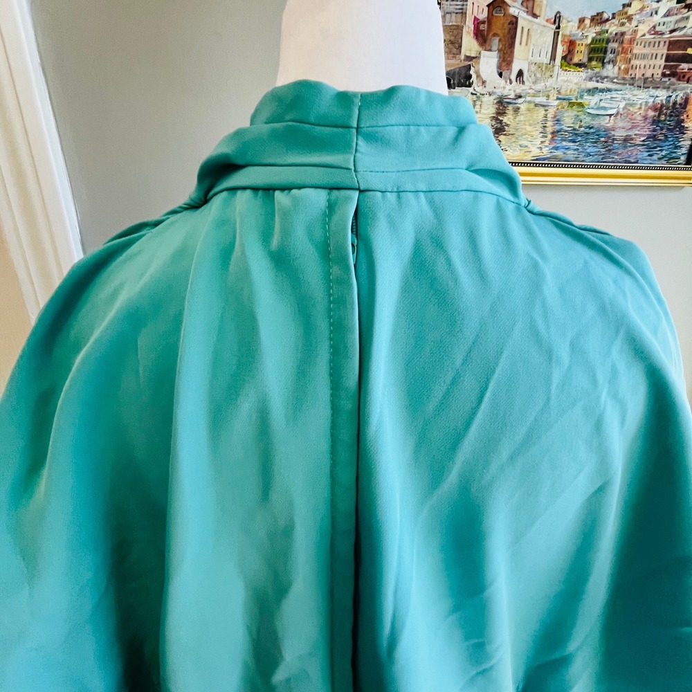 Miss Candyfloss Teal Blue Wrap Midi Dress Plus Size 4XL Vintage Pinup Rockabilly - Picture 5 of 11